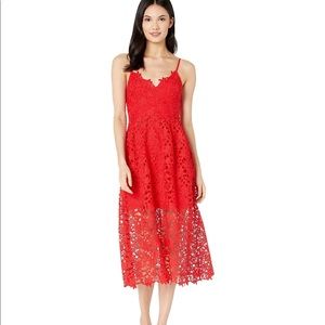 NEW ASTR the Label - lace midi dress, red lipstick - Size Large